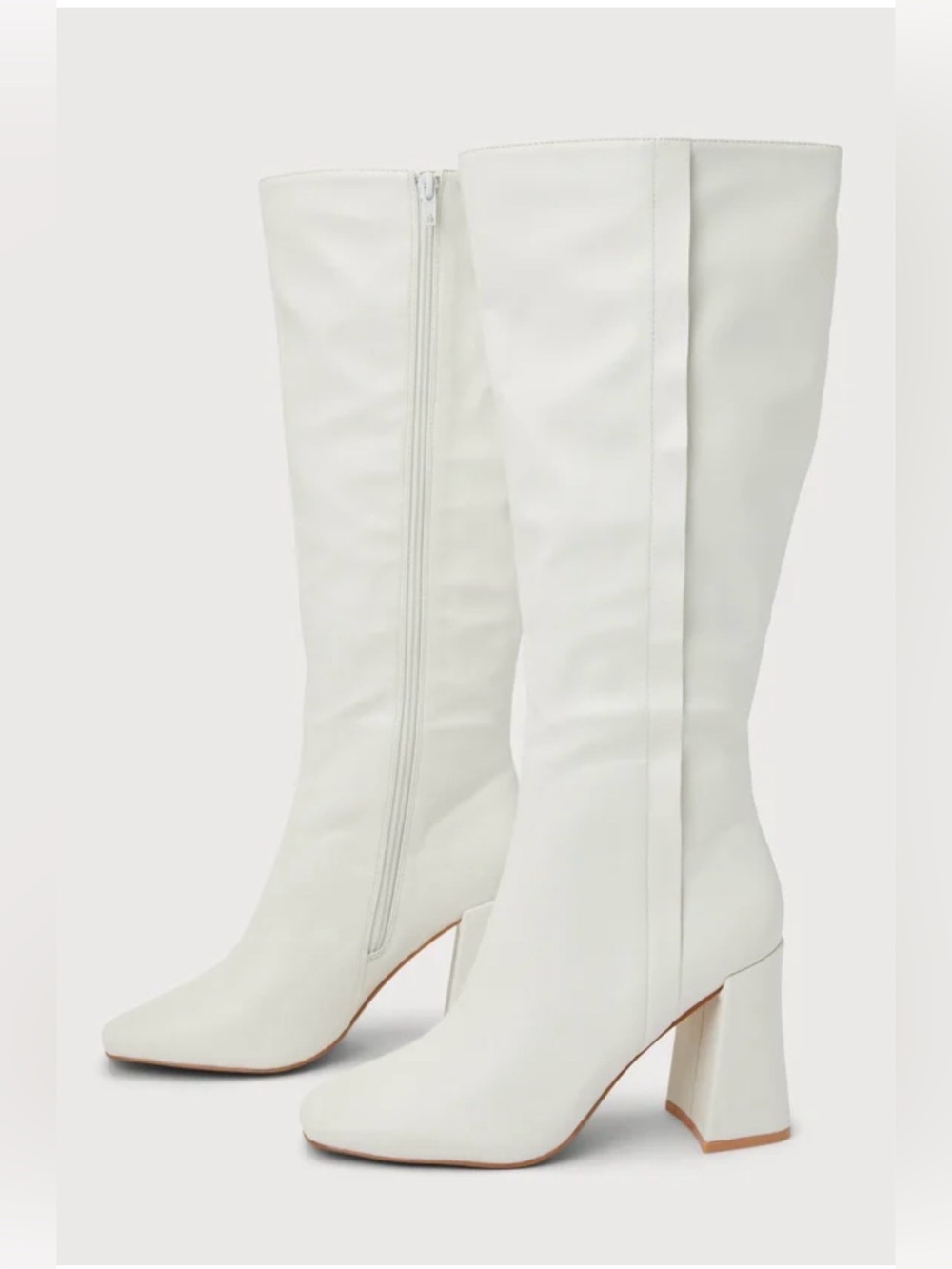 Lulus Magnolia White Square Toe Knee-high Boots - Size 10